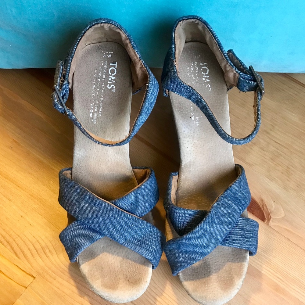 Toms Sienna Wedge Chambray - Picture 2 of 4